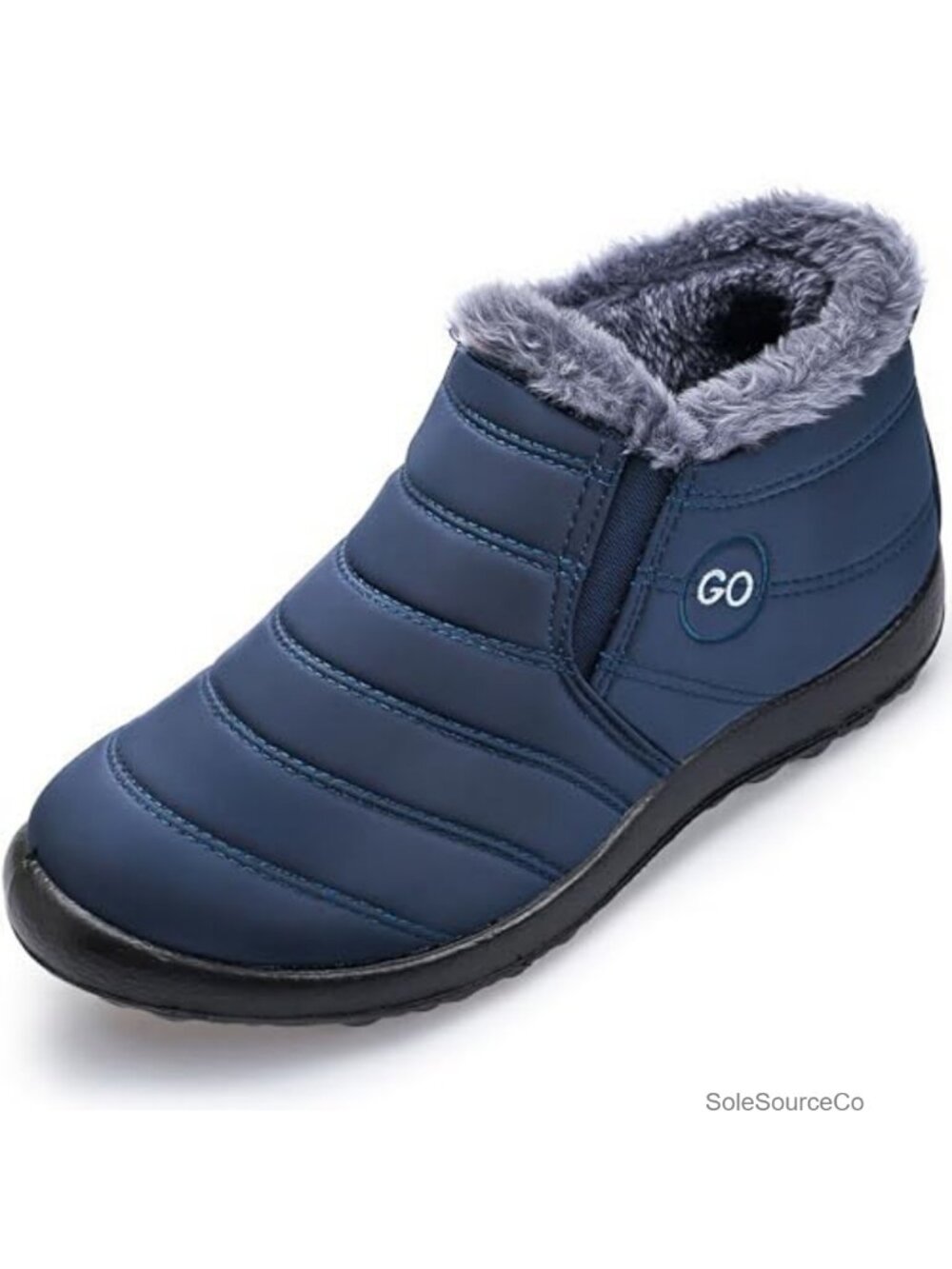 Women's Waterproof Snow Boots Faux Fur Lined Ankle Slip On Winter Shoes